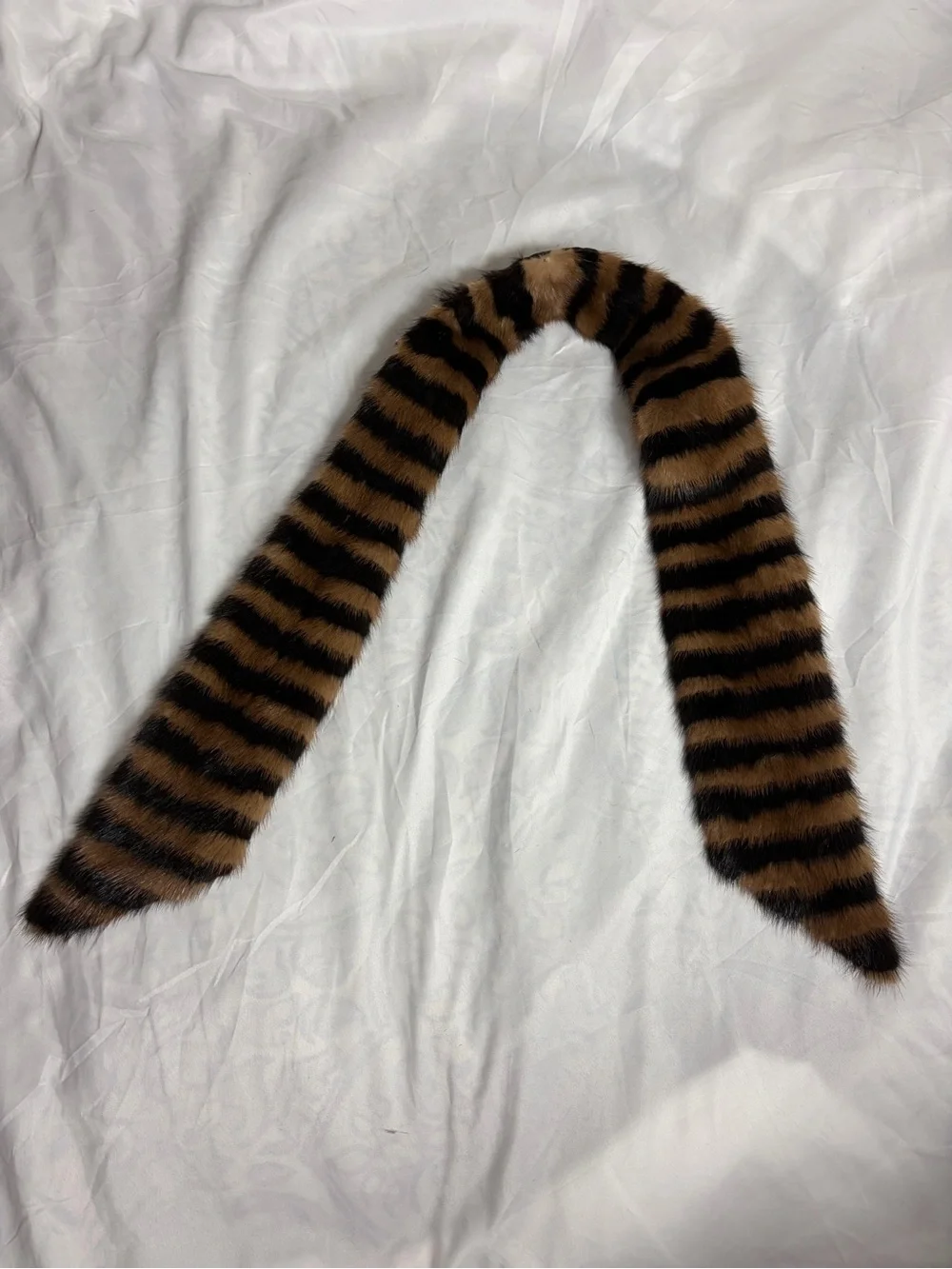 Vintage genuine mink fur striped scarf wrap